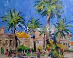 Lucien HAFFEN Jerez de la Frontera - Plaza de las Angustias huile sur toile, 61x78,5cm (détail). Lucien Haffen