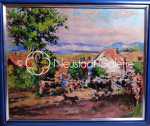 Lucien HAFFEN Scène animée de vaches et chien à Belmont huile sur toile, 60x73cm (avec son cadre). Lucien Haffen