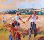 Lucien HAFFEN Scène de fenaison Huile sur panneau, 46x55cm - années 20  (détail). Lucien Haffen
