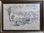 Lucien HAFFEN Village de Belmont crayon (avec son cadre). Lucien Haffen