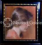 Marie Louise AMIET Profil de jeune femme pastel, 34x32cm (à vue) (avec son cadre). Marie Louise Amiet