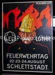 Martin HUBRECHT Feuerwehrtag 22 - 23 - 24 August Schlettstadt Affiche originale, 160x79cm (à vue) - avec son cadre. Martin Hubrecht