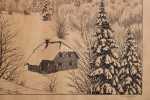 Paul LESCHHORN Ferme dans les Vosges en hiver estampe (détail). Paul Leschhorn