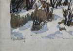 Paul Leschhorn Journée d hiver bois (gravure) - détail titre. Paul Leschhorn