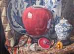 Paul LESCHHORN Nature morte asiatique Aquarelle (détail). Paul Leschhorn