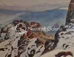 Paul LESCHHORN Paysage de montagne enneigé aquarelle (détail). Paul Leschhorn