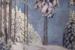 Paul LESCHHORN Paysage de neige Aquarelle (détail). Paul Leschhorn