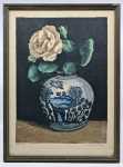 Paul LESCHHORN Rose jaune  bois (gravure) - avec son cadre. Paul Leschhorn