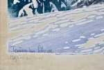 Paul LESCHHORN Sapins en hiver estampe (détail titre). Paul Leschhorn