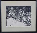 Paul Leschhorn Sapins sous la neige - bois  (gravure) - avec son cadre. Paul Leschhorn