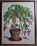 Paul LESCHHORN Schlumbergera rouge (Cactus de Noël) Bois (gravure) - avec son cadre. Paul Leschhorn