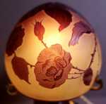 Paul Nicolas (d Argental) - Belle et rare lampe art nouveau de forme champignon à décor de roses - vers 1920 (détail). Paul Nicolas (d Argental)