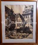 René ALLENBACH Jardin gothique du musée de l oeuvre Notre Dame à Strasbourg Fusain (avec son cadre). René Allenbach