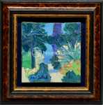 Roger MUHL Jardin HST 15x15cm (avec son cadre). Roger Muhl
