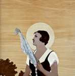 SPINDLER Sainte Geneviève - Marqueterie - vers 1930 (détail).  Spindler