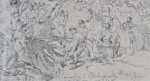 Théophile SCHULER Les soldats défricheurs crayon sur papier (détail signature). Théophile Schuler