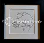 Tomi UNGERER Les grenouilles Encre sur papier, 11,5x11,5cm (avec son cadre). Jean-Thomas Ungerer