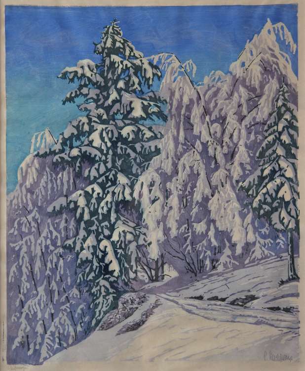 Paul Leschhorn - Arbres et sapins sous la neige