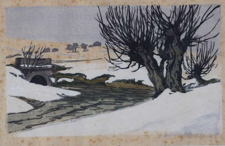 Paul Leschhorn - Paysage au pont sous la neige