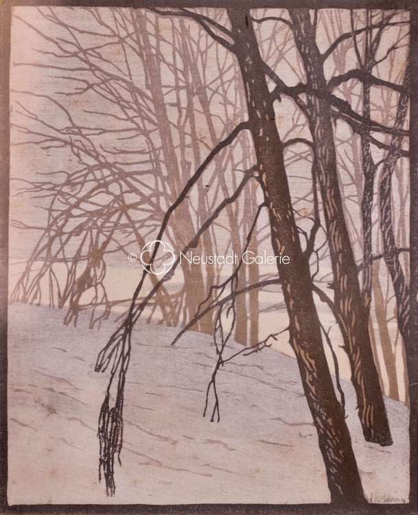Paul Leschhorn - Paysage de neige aux arbres