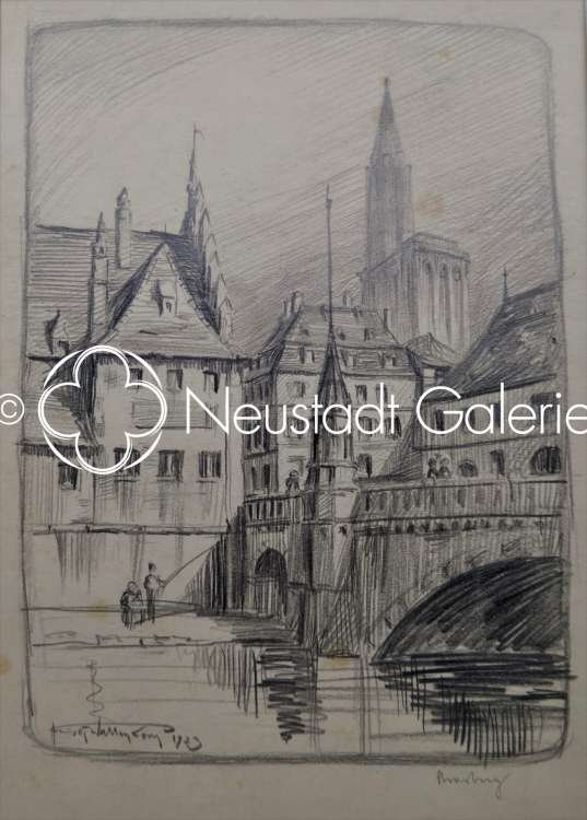 Fernand Schultz - La cathédrale de Strasbourg et le pont du Corbeau