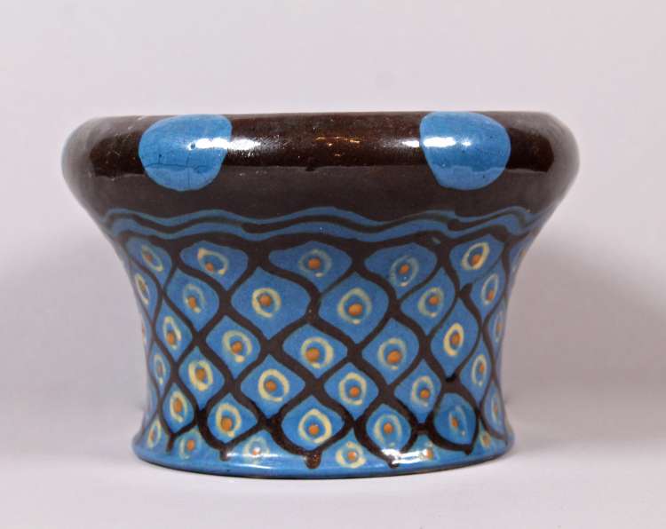 Cache pot à décor géométrique bleu