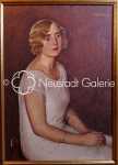 Henri BEECKE Portrait de femme à la robe blanche huile sur toile, 79,5x56cm - 1924 (avec son cadre). Henri Beecke